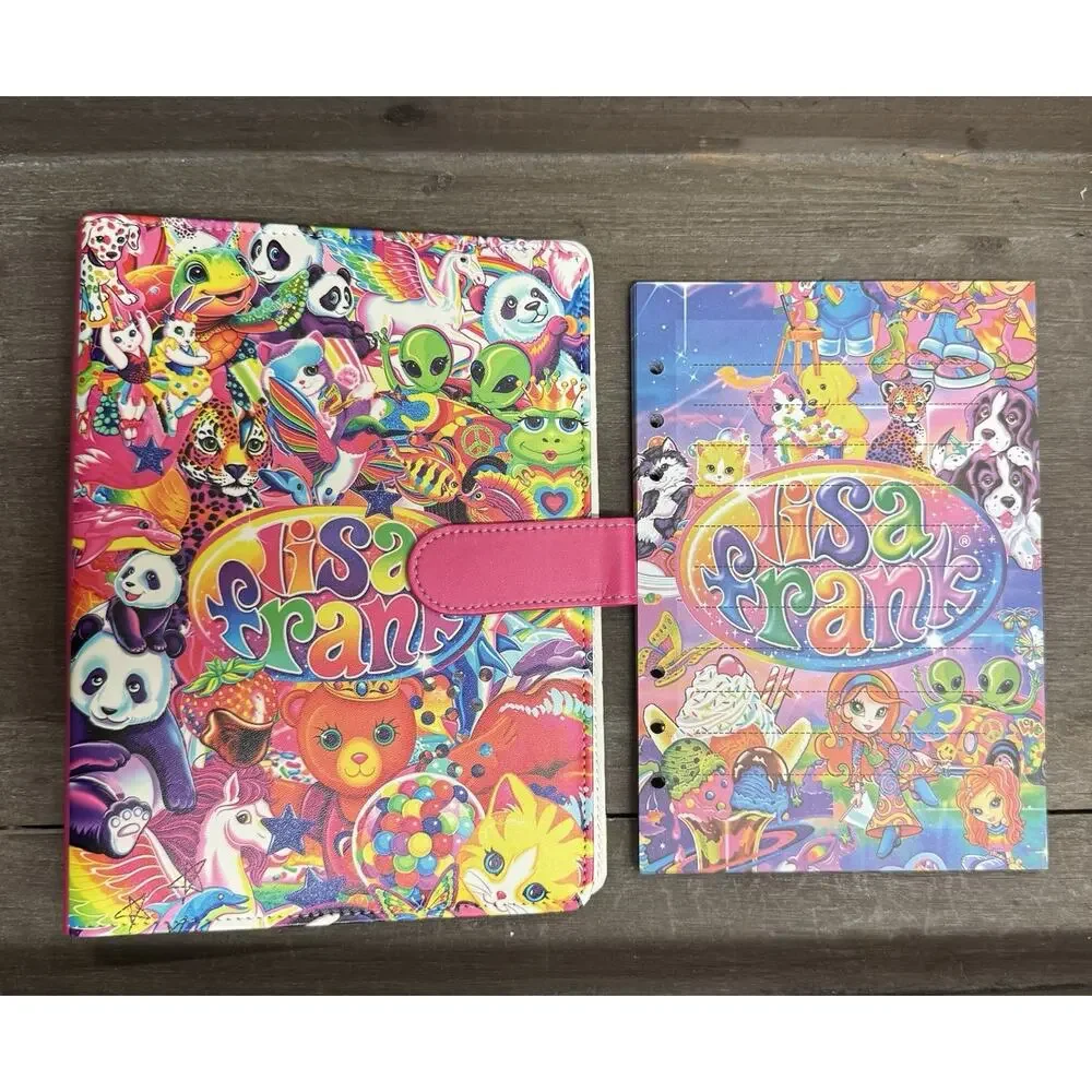 Lisa Frank A5 binder with matching printed paper and canvas tote bag Bundle